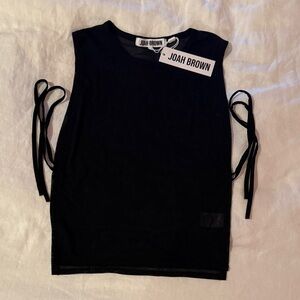 NWT! JOAH Brown Black Tie-Side Tank MESH one size